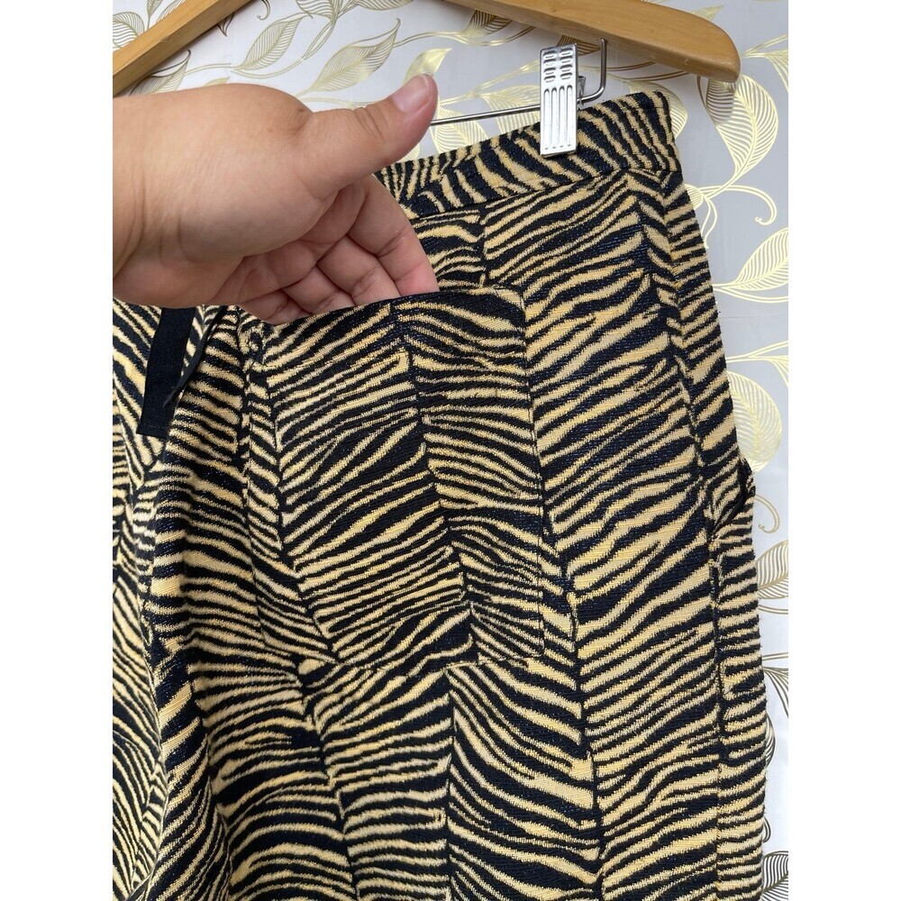 Rachel Comey Zebra Metallic Brocade Pants Gold Black Wide Leg Button Fly Size 10 - Picture 8 of 12
